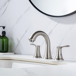 High Arc Waterfall Widespread Bathroom Sink Faucet 2 Crystal Handles 3 Hole 8 Inch Vanity Basin Mixer Tap Chrome Finish Commercialbrushed Nickel Ffhi1399