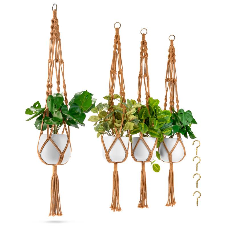 Macrame Plant Hanger (4, 6, 8 Pack) Hanging Plant Pots Cotton Rope