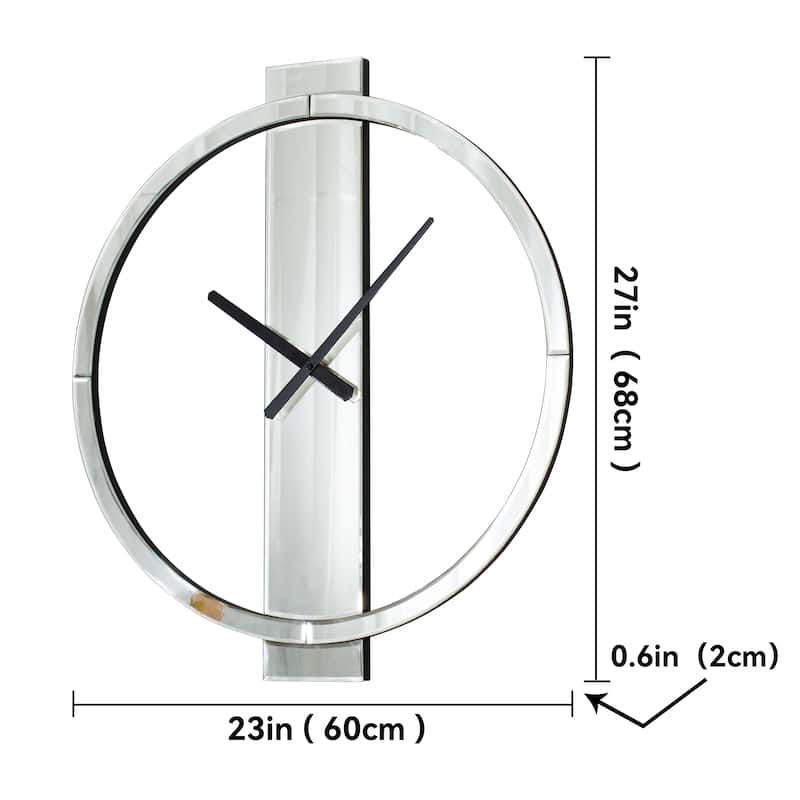 Glass Round Wall Clock 24 Inches