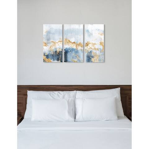 Oliver Gal 'Eight Days a Week Triptych' 3 Piece Set, Abstract Wall Art Print on Canvas - Blue, Gold