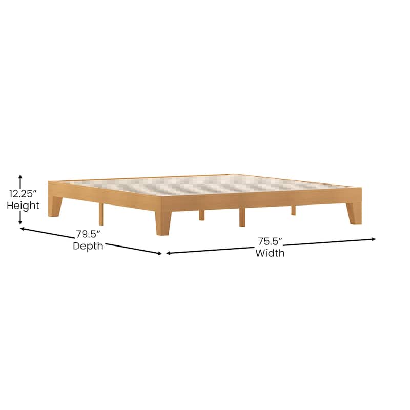 Wood Platform Bed with 14 Wooden Support Slats