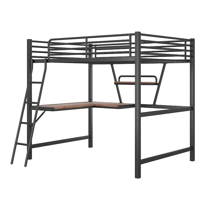 Loft Metal&MDF Bed with Desk and Shelf