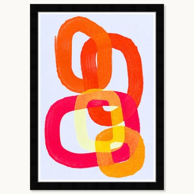 Wynwood Studio Abstract Form Framed Retro Colorful Abstract Prints