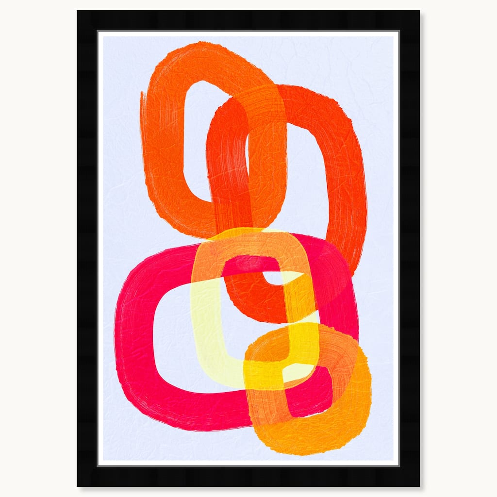 Wynwood Studio Abstract Form Framed Retro Colorful Abstract Prints
