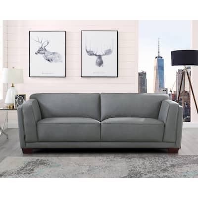Hydeline Marshall Top Grain Leather Sofa Couch with Feather, Memory Foam and Springs