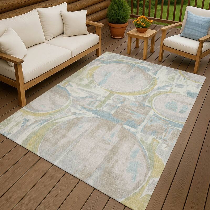 Machine Washable Indoor/ Outdoor Modern Erie Chantille Rug - Ivory - 2'6" x 3'10"