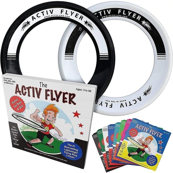 slide 2 of 4, Activ Life Rings for Kids - Basket Stuffers for Boys Toys - Fun Spring Pool Beach Family Games - Ages 4-12, Black and White