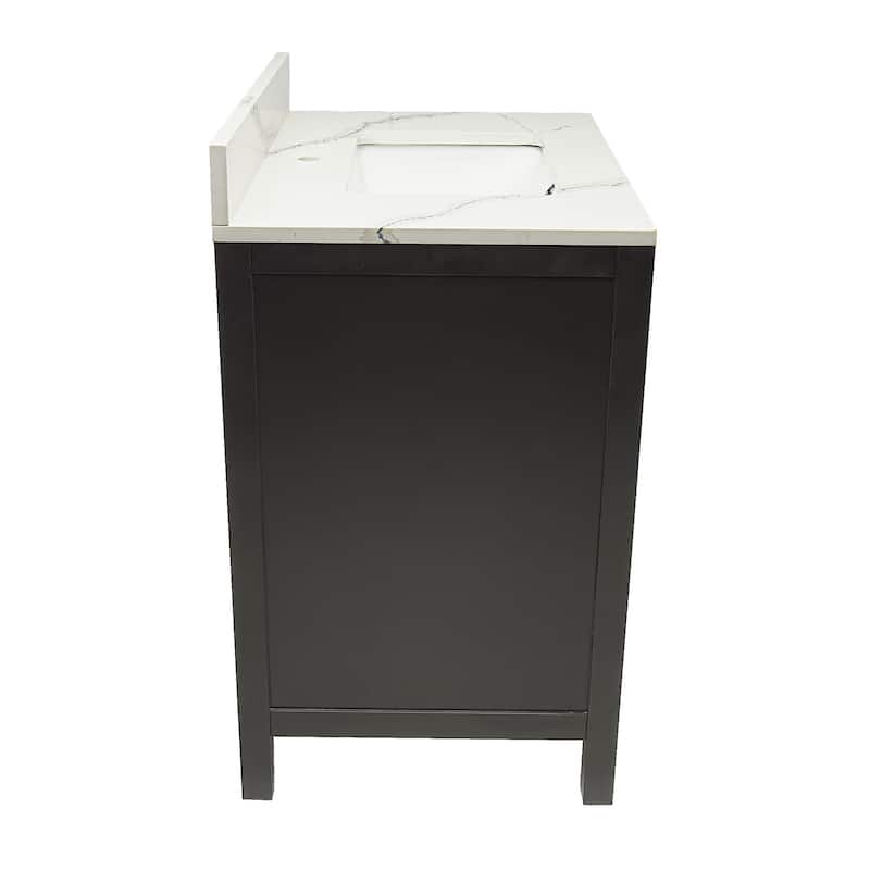 Nevado 31" Bathroom Vanity in Espresso with Quartz Stone Vanity Top Sink w/ Backsplash in Galaxy White Single Hole