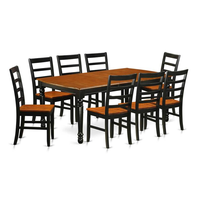 Kitchen Dining Chair Set - 9 Piece Table & Chair Set - Black Cherry Finish - Home Dining Room Furniture