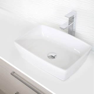 STYLISH 19 inch White Rectangular Porcelain Vessel Bathroom Sink - 19" x 13 3/8" x 5 3/4"