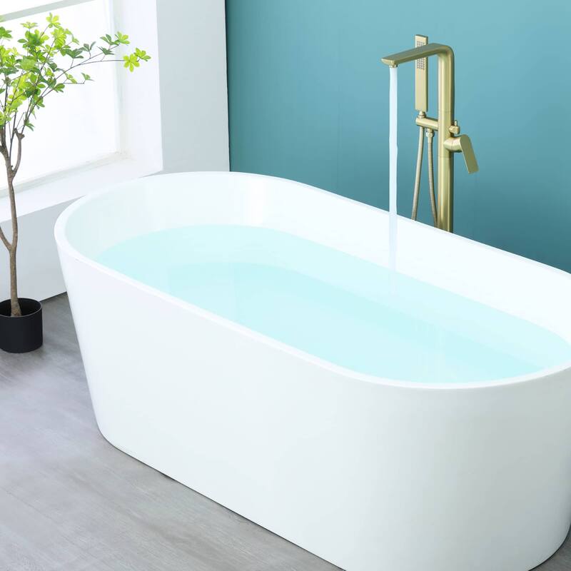 Freestanding Bathtub Faucet With Hand Shower Floor Mount Tub Filler Faucet With Handheld Shower High Flow Bathroom Tub Faucets