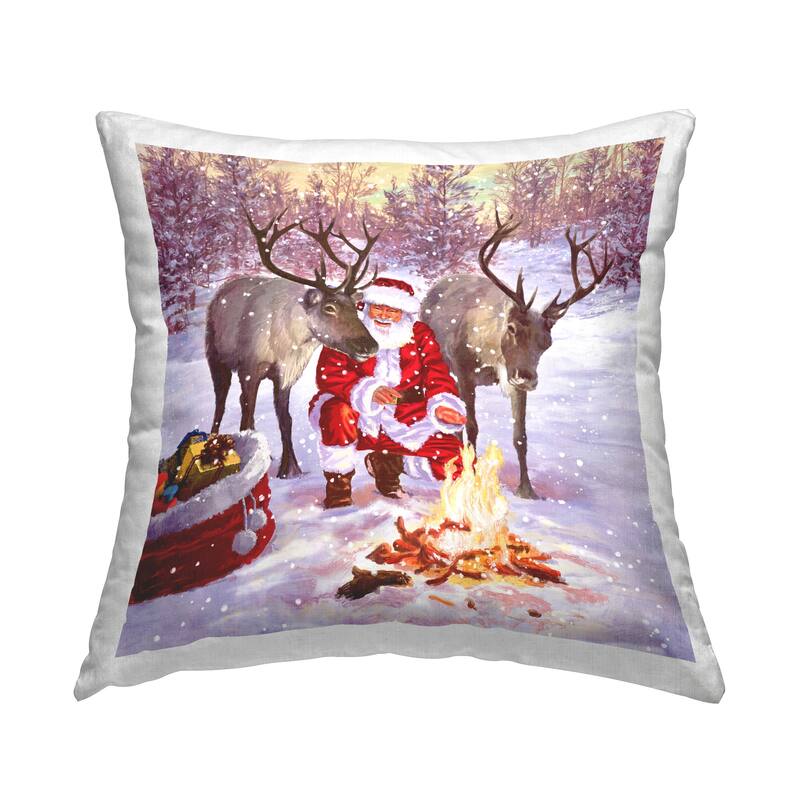 Stupell Warm Christmas Campfire Santa Printed Throw Pillow Design by Pip Wilson
