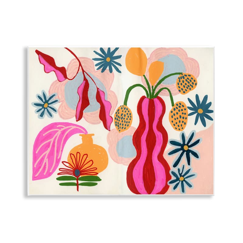Stupell Eclectic Mod Flower Vases Wall Plaque Art Design By Suzanne Allard - 14 x 11