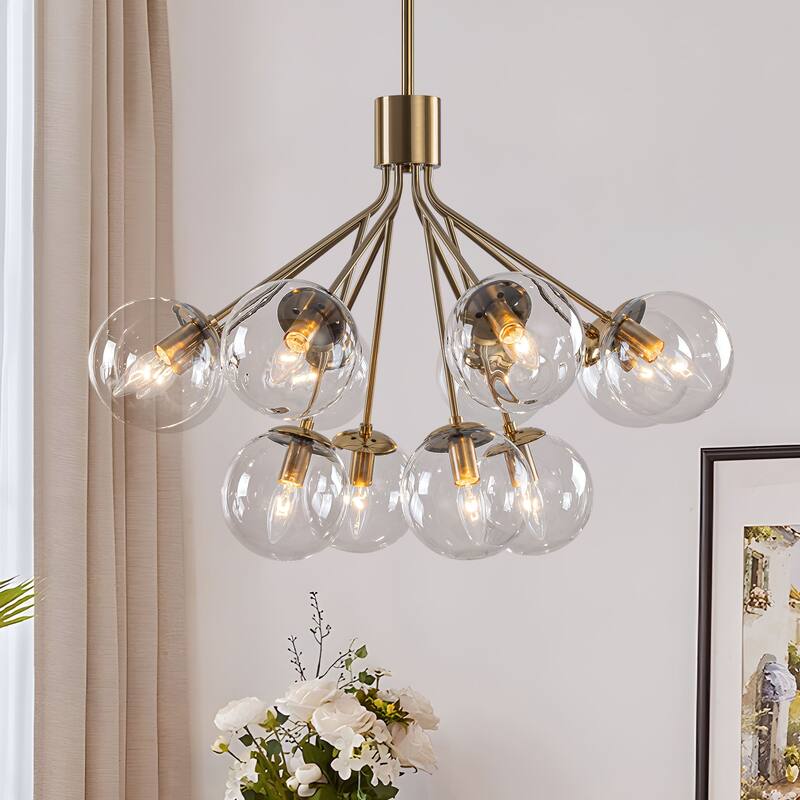 Starsky 12-Light Modern Bubble Seeded Glass Chandelier