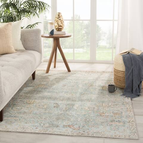 The Curated Nomad Bolmen Printed Oriental Teal/ Gold Area Rug