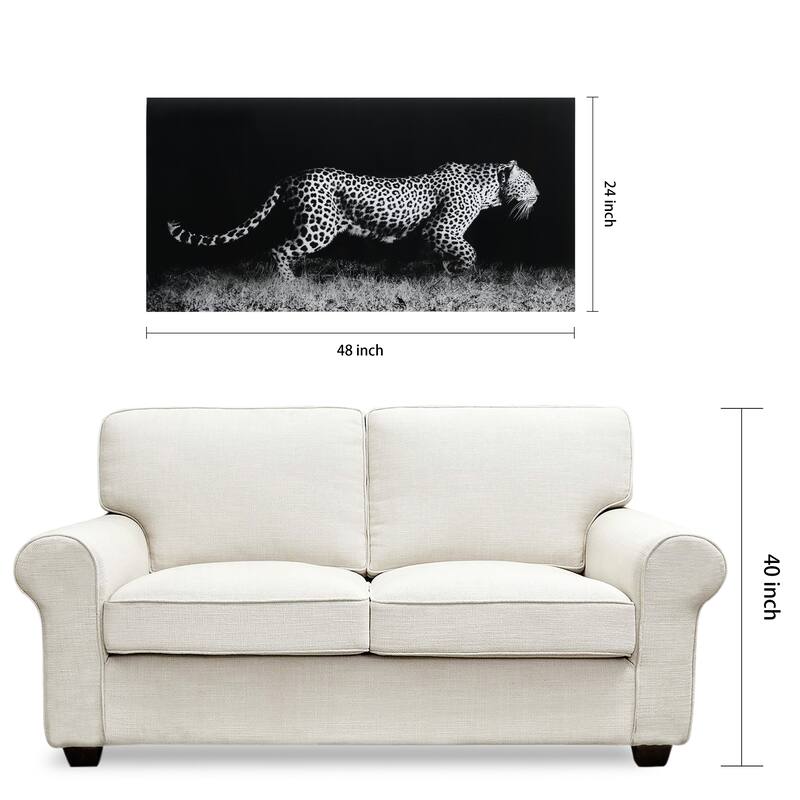 Leopard Wall Art Printed on Frameless Free Floating Tempered Glass
