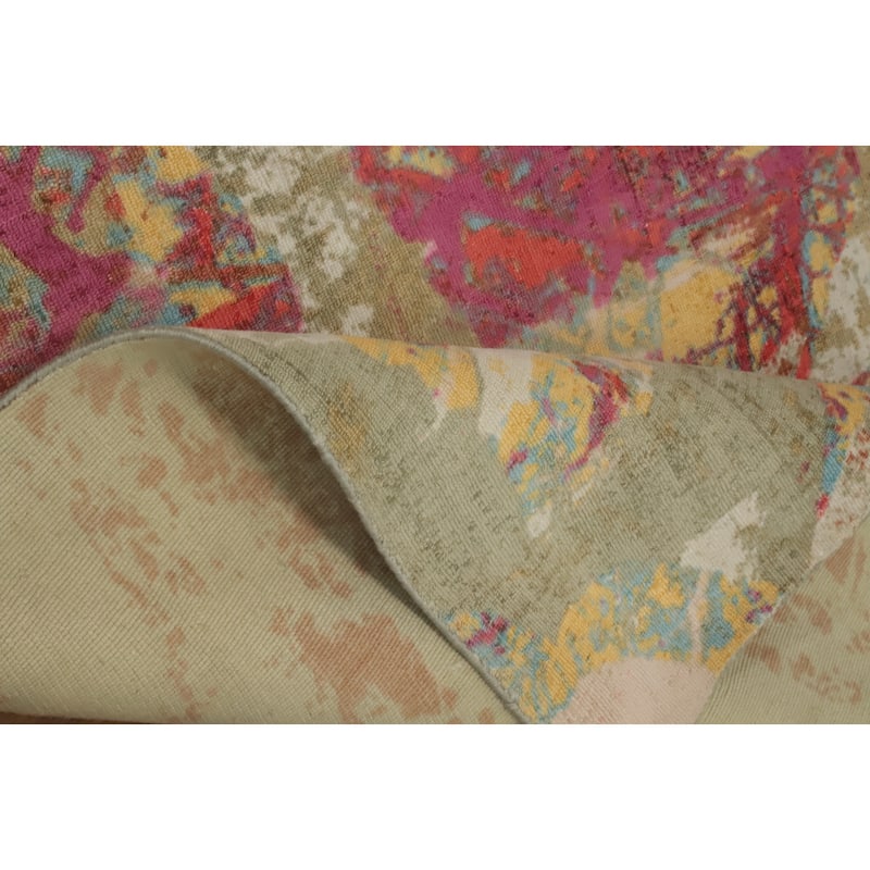 Hand-knotted Modern Silk Multi-Colored Abstract Oriental Area Rug - 7' 11'' X 5' 0''