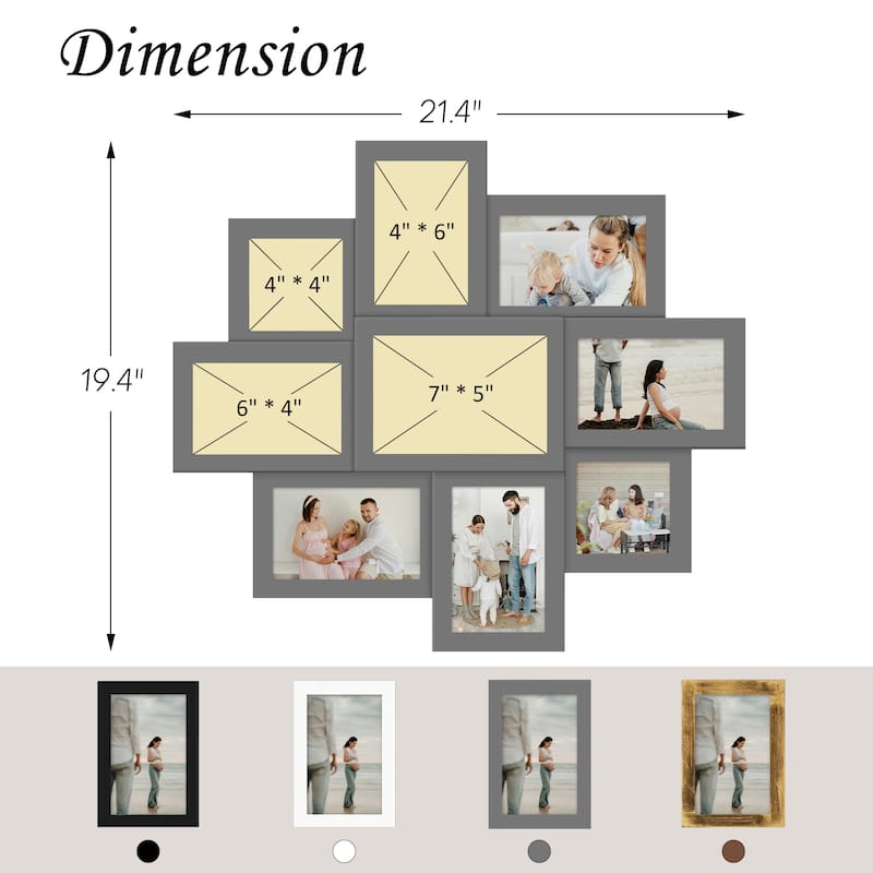 9 Opening 4x6 Family Collage Picture Frames for Wall Decor Gallery Set