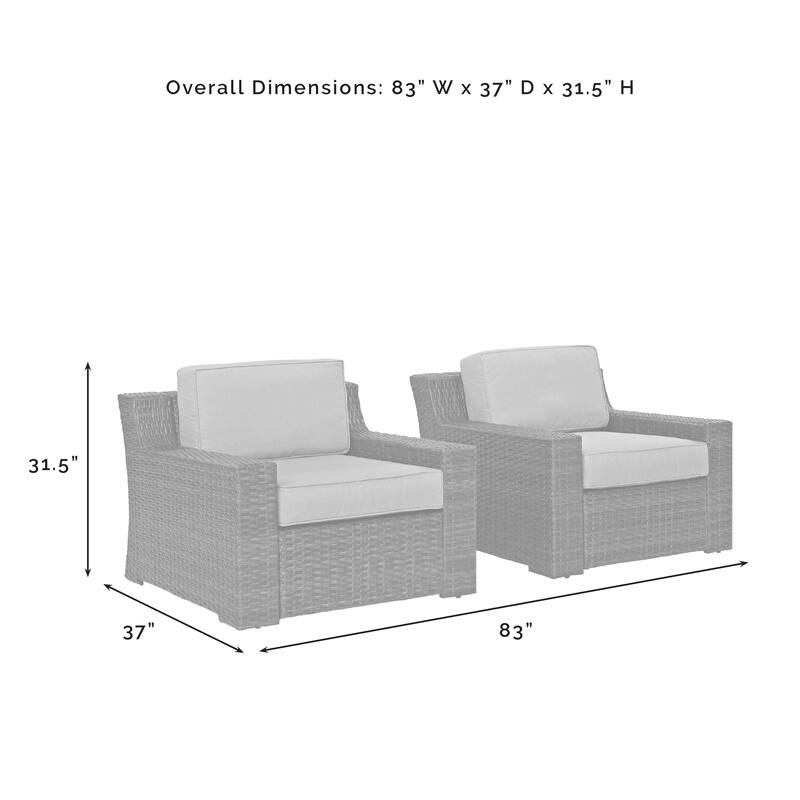 Beaufort Outdoor Wicker Seating Set with Mist Cushions (Set of 2) - 83 "W x 37 "D x	31.5 "H