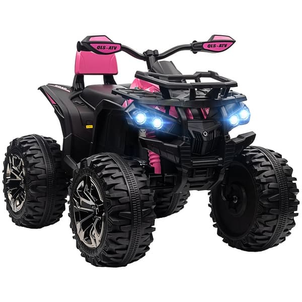 slide 2 of 8, Kids Electric ATV with LED Lights and MP3 Player, 39" Four-Wheeler - Pink Pink