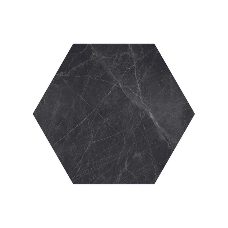 Oscuro 8x9 Black/ Gold Matte Hexagon Marble Look Porcelain Tile - Floor & Wall