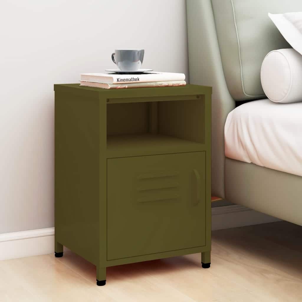 vidaXL Nightstand Steel Medium Adjustable Feet Nightstand