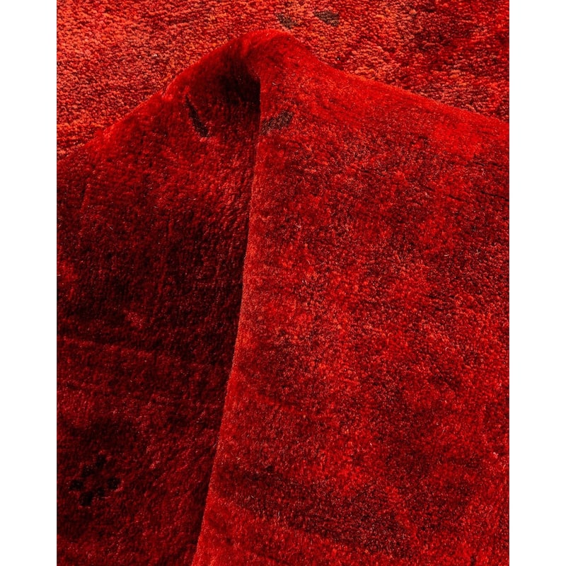 Overton Hand Knotted Wool Vintage Inspired Modern Contemporary Overdyed Red Runner Rug - 3' 1" x 15' 7"