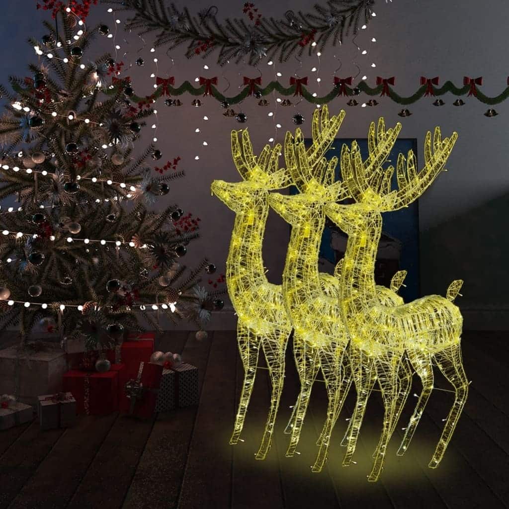 vidaXL Reindeer Christmas Decoration LEDs Pre-Lit Christmas Lighting Acrylic - 3 x 1 x 6 ft