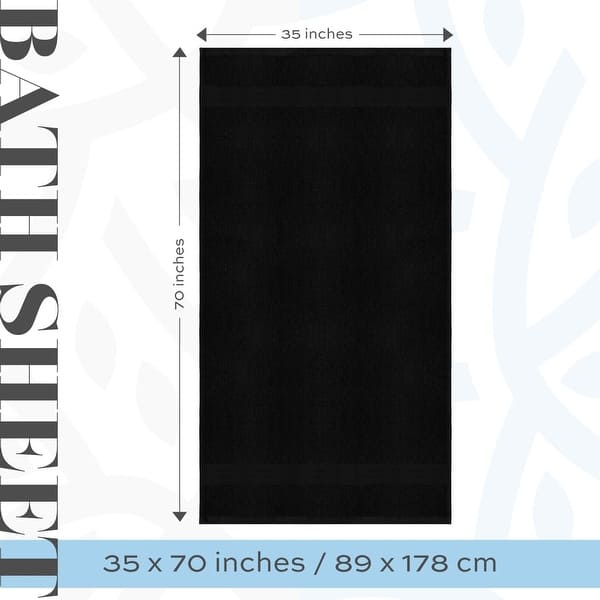 dimension image slide 13 of 19, White Classic Luxury Cotton Oversized Bath Sheet 35x70 - Set of 2