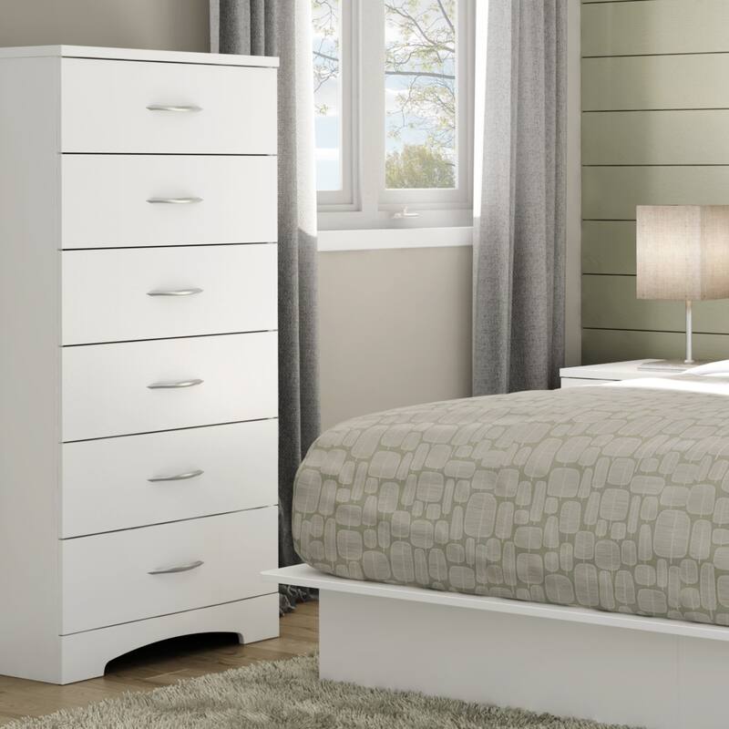 Step One Contemporary 6-Drawer Lingerie Chest/Dresser Metal Handles - Pure White
