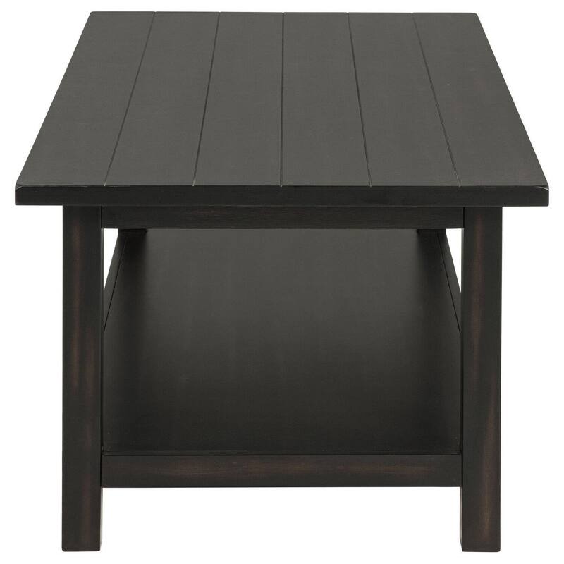 Ayne Coffee Table, 1 Bottom Shelf, Classic Black Wood Frame, 47 Inch