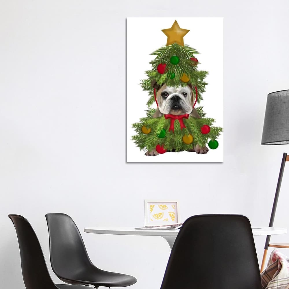 iCanvas "English Bulldog, Christmas Tree Costume" by Fab Funky Canvas Print