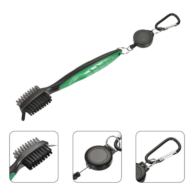 Golf Club Brush Dust Groove Cleaner w Extension Cord Clip Divot Tool