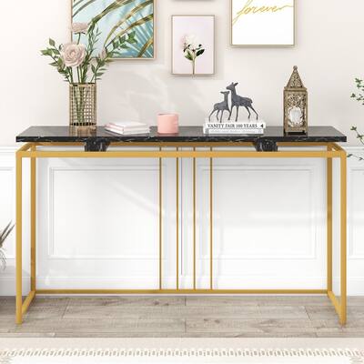 MDF Top Console Table with Metal Frame for Entryway, Hallway