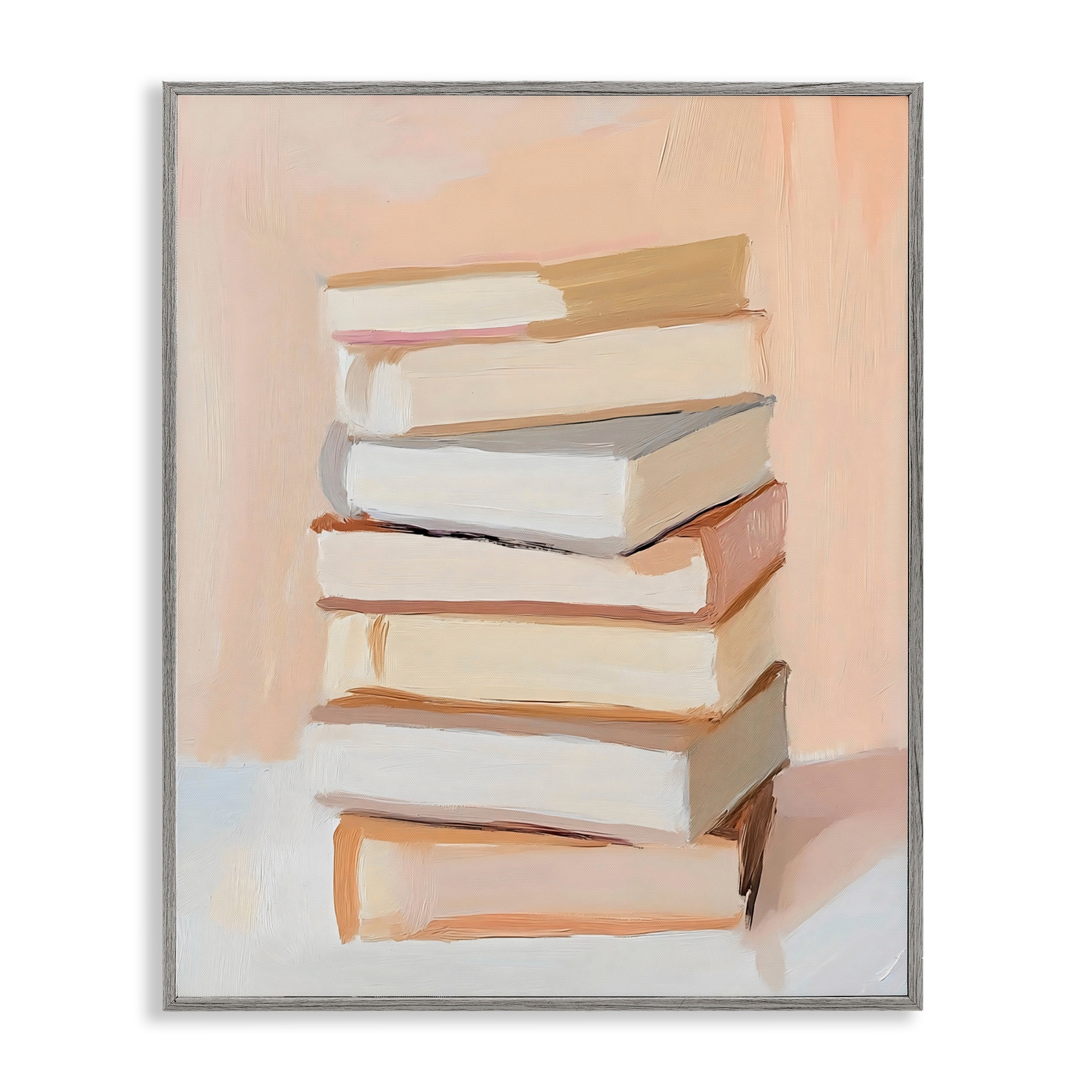 Stupell Book Stack Soft Orange Framed Giclee Art Design By LSR Design Studio