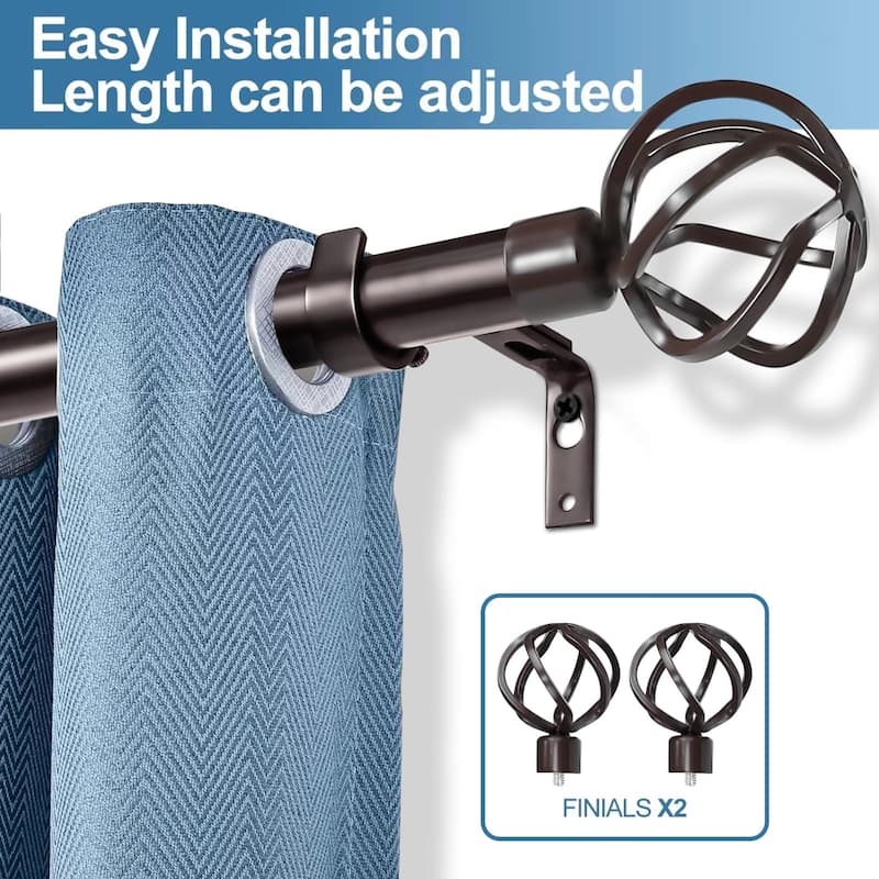 1-inch Diameter Zeffoli Adjustable Single Drapery Curtain Rod