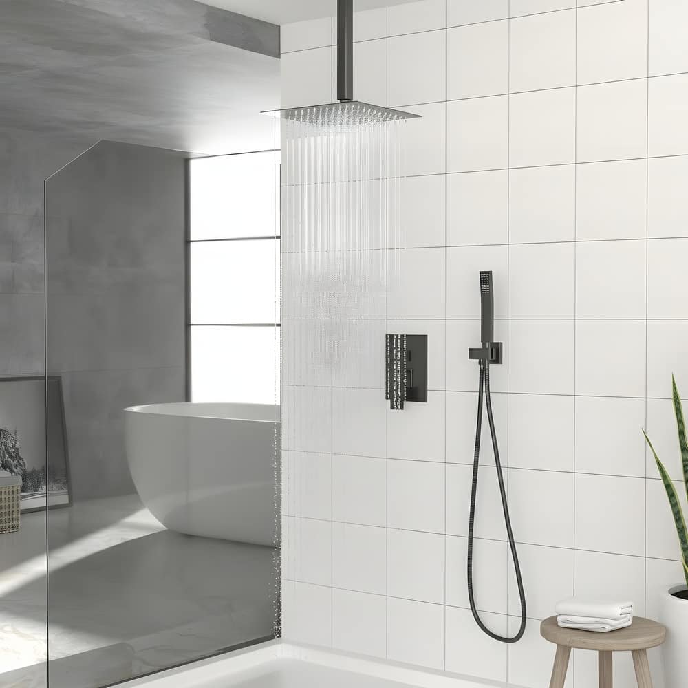 10" Ceiling-Mounted Square Shower and Handheld Showerhead Set
