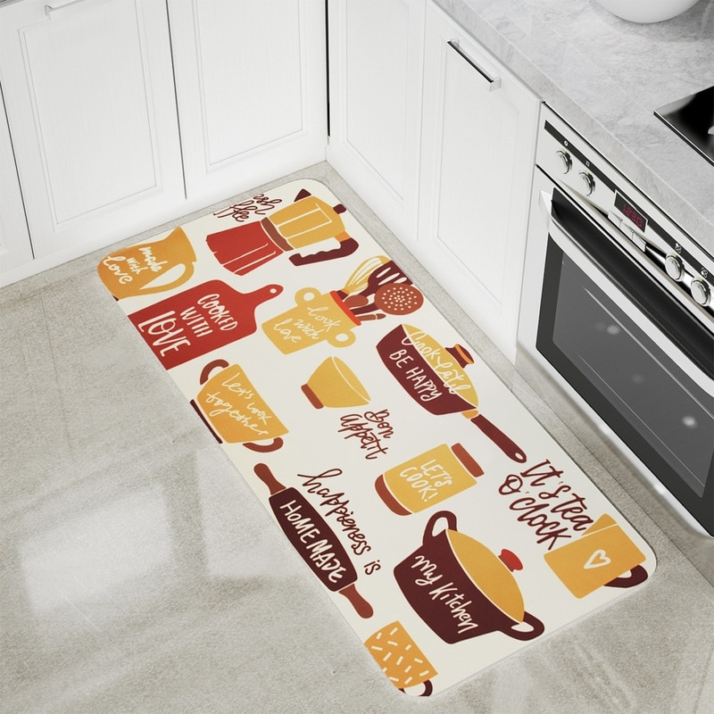 SIXHOME Floral Kitchen Rugs Cushioned Anti Fatigue Kitchen Mat 1/2 Inch  Thick Non Slip Kitchen Rugs and Mats Foam Comfort Standing Mat for Kitchen