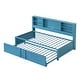 preview thumbnail 5 of 12, Twin Size Daybed Frame with Trundle - Metal - Blue