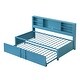 preview thumbnail 17 of 19, Twin Size Daybed with Trundle, Metal Captain Bed Frame with Storage Shelves & USB Ports for Small Space, No Box Spring Needed