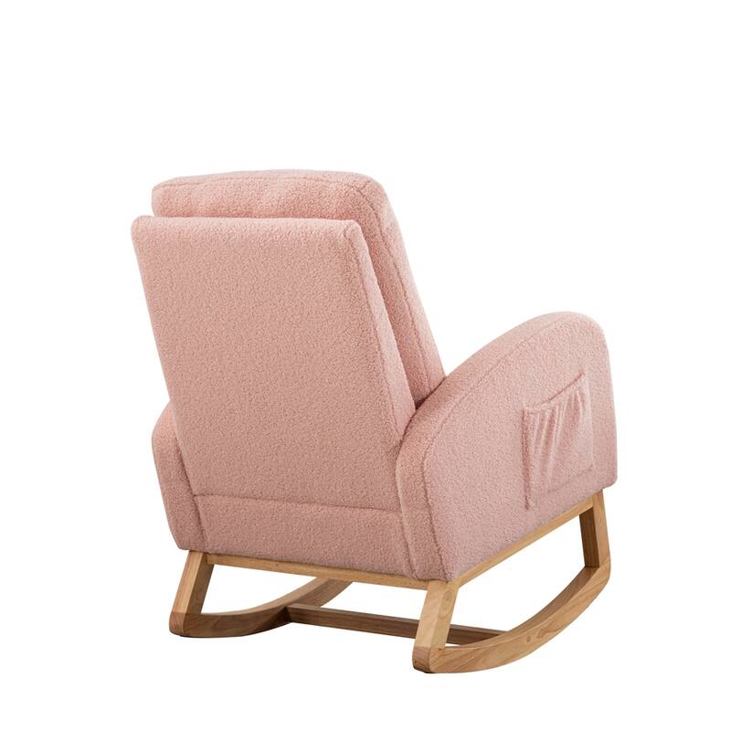 Nursery Rocking Glider Chair with High Back and Side Pocket