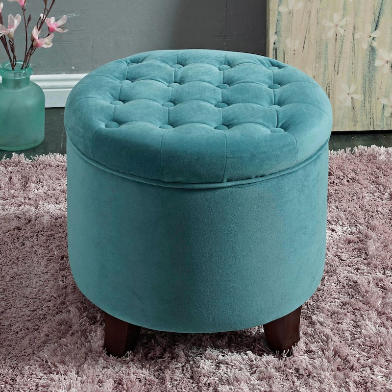 Carson Carrington Hare Round Button-tufted Storage Ottoman