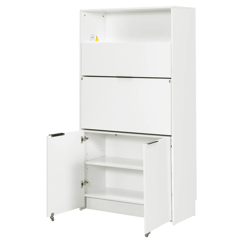 Roomfitters 69 Inch Multifunctional Kitchen Pantry Buffet with Foldable Workstation Desk