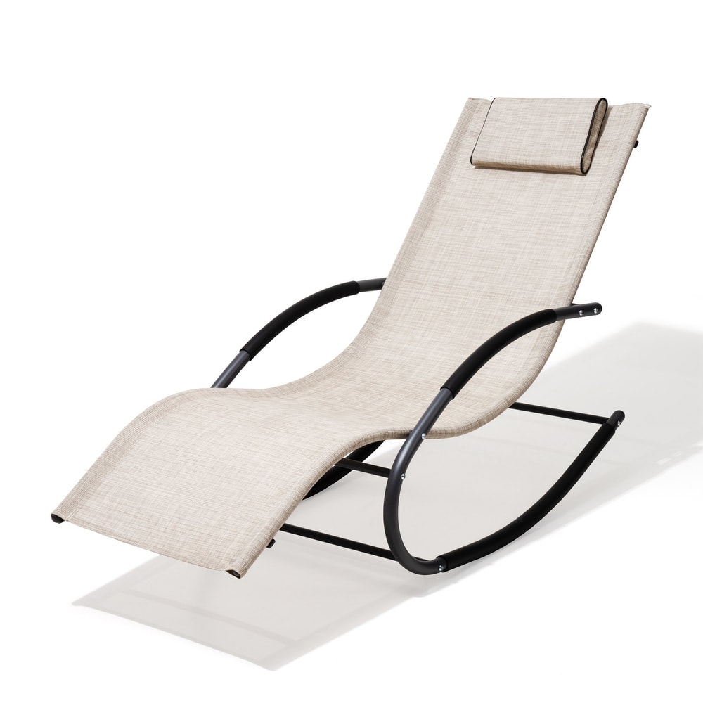 Pellebant Chaise Patio Rocking Chair with Pillow