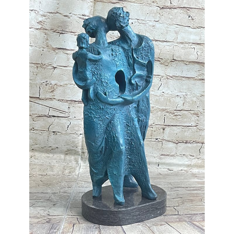 Salvador Dali Hommage - Bronze Sculpture - The Family- 100 Percent Bronze Statue Green
