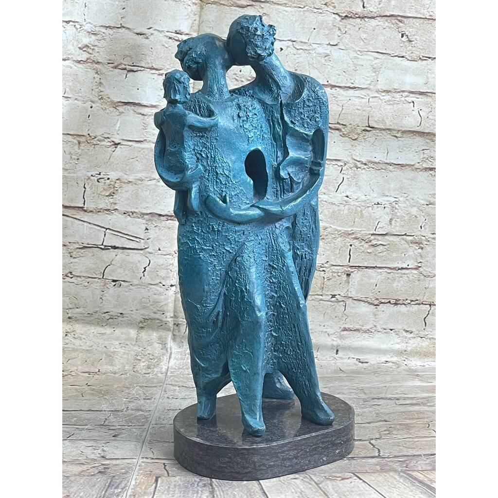 Salvador Dali Hommage - Bronze Sculpture - The Family- 100 Percent Bronze Statue Green