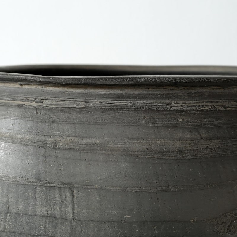 Artissance Large Vintage Charcaol/Gray pottery Jar, 15 Inch Diameter, Gray (Size & Finish Vary) - 15"W x 15"L x 14"H