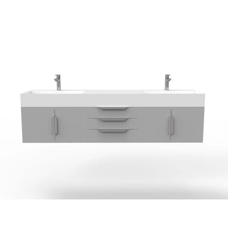 Amazon 72" Wall Mounted Bathroom Vanity Set w/ White Top