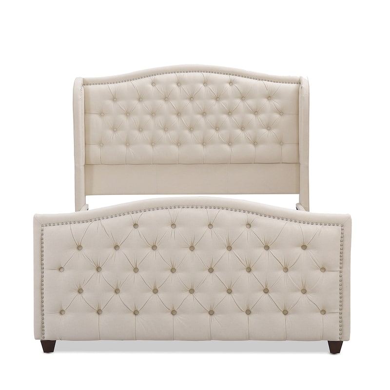 Angelina Upholstered Tall Tufted Wingback Bed Frame