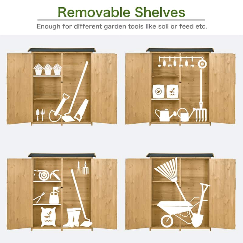 TOPMAX Outdoor 5.3ft Hx4.6ft L Wood Storage Shed Tool Organizer
